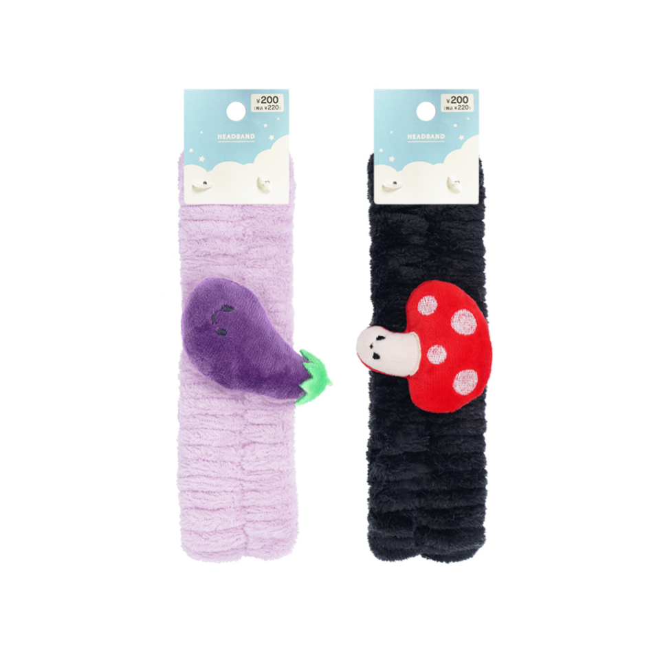 Fluffy Hair Band Eggplant/Mushroom