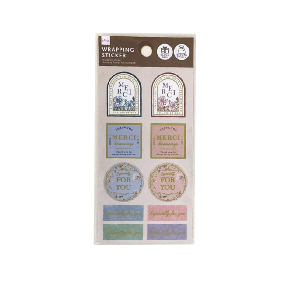 Wrapping Sticker Antique Flower Hot Stamped