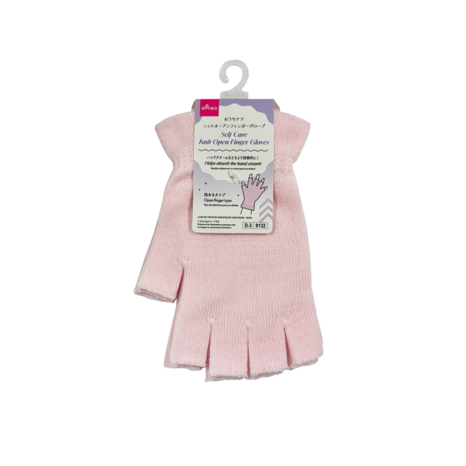 Self Care Knit Open Finger Gloves Pink