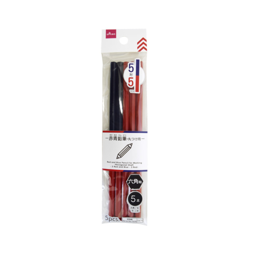 Red and Blue Pencil for Marking Hexagonal Shaft