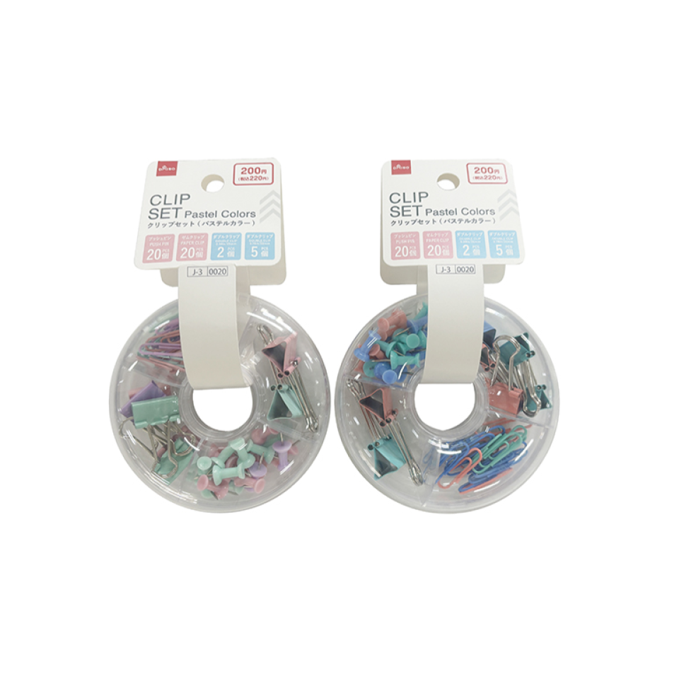 Clip Set Donut-Shaped Case Pastel Colors