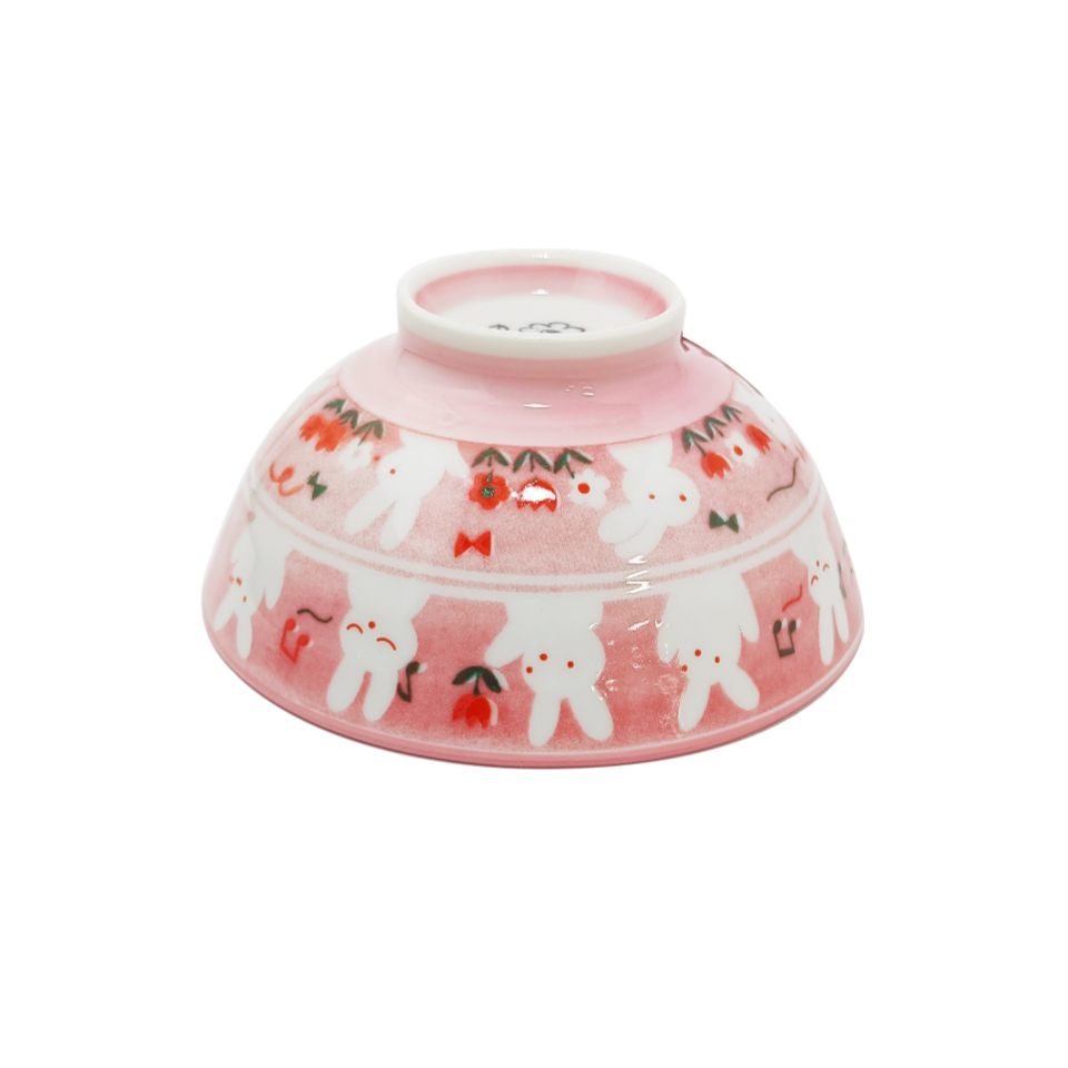 Minoyaki Childrens Bowl Rabbit Pink