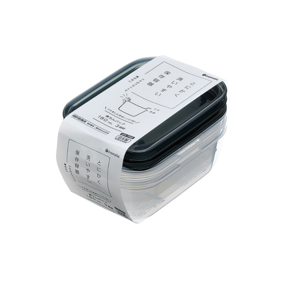 Plastic Food Pack Square Set Clear Black 180ml