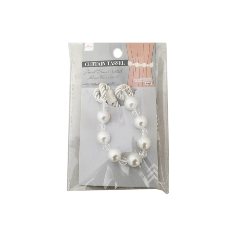 Curtain Tassel Small Faux Crystals and Large Faux Pearls