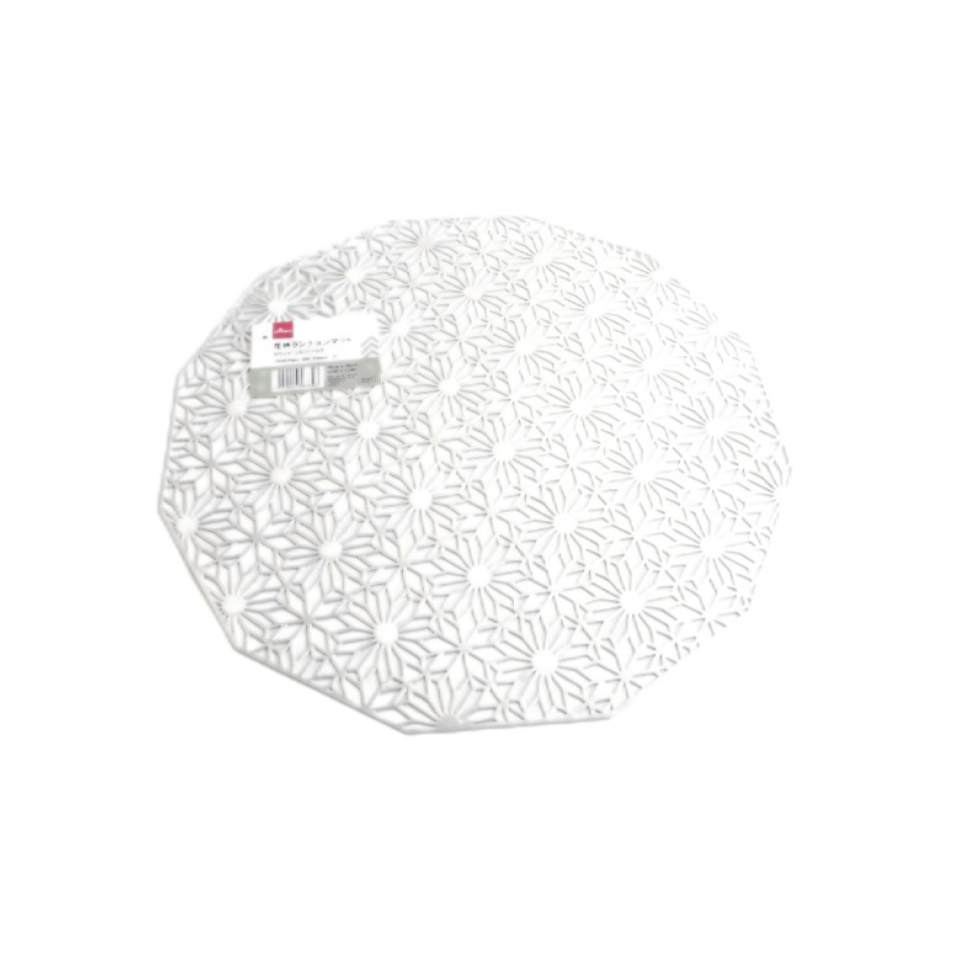 Floral Place Mat Round Silver