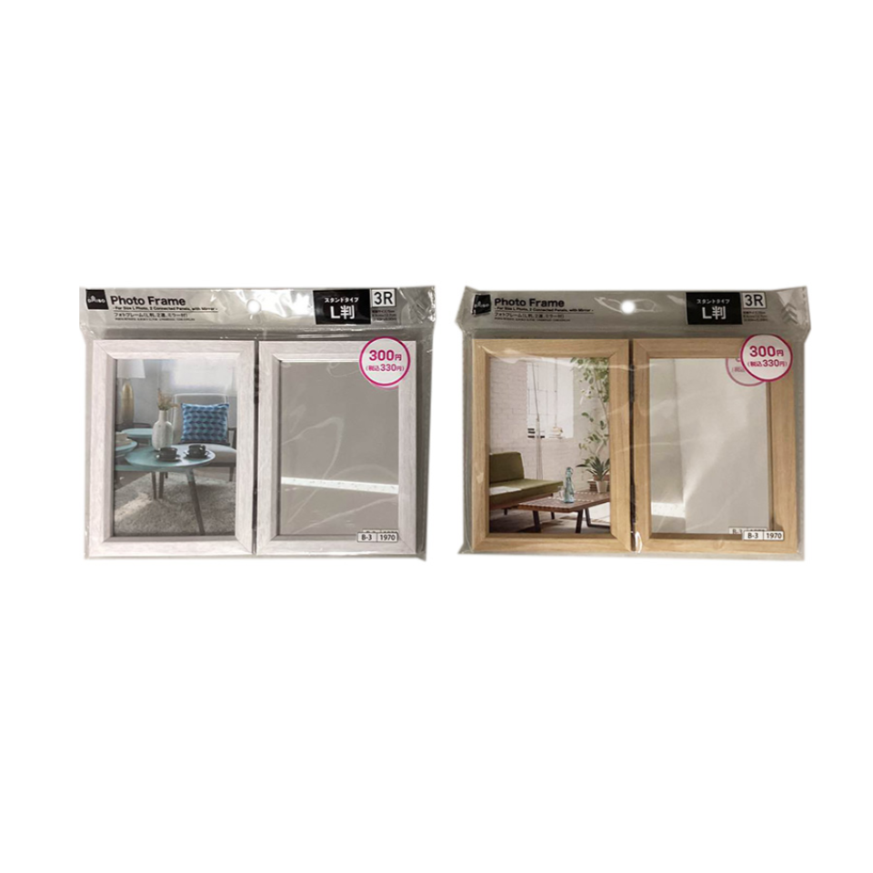 Photo Frame for Size L Photo with Mirror Two Connected Panels