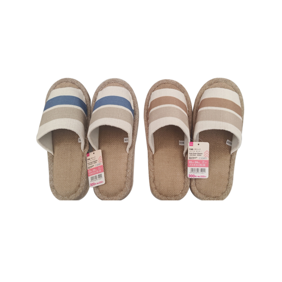 Outer Seam Slippers Jute Blend Striped EU 35-38