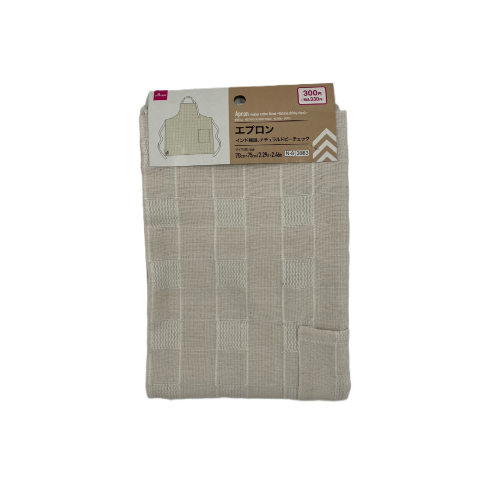 Apron Indian Cotton Blend Natural Dobby Check