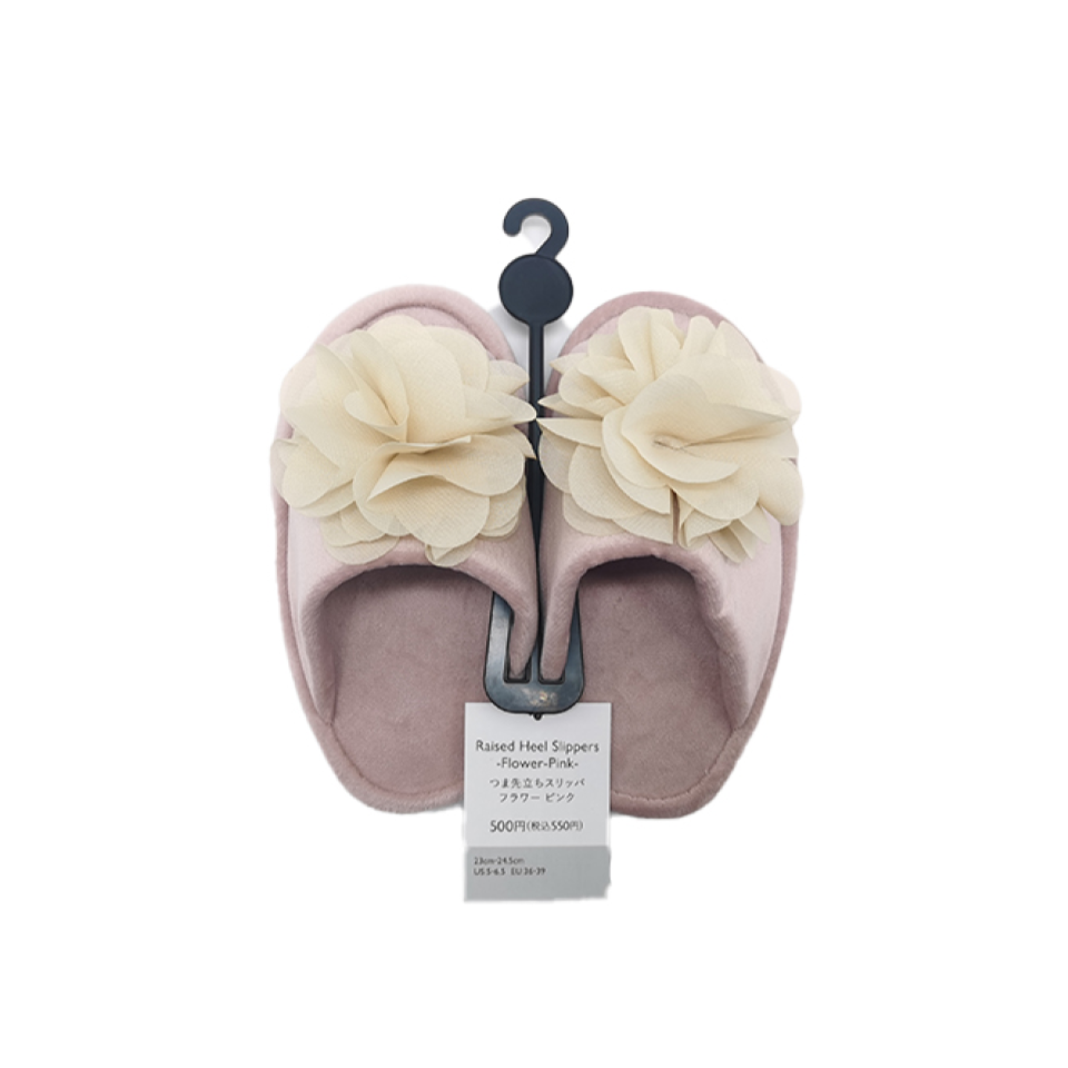 Raised Heel Slippers Flower Pink EU 36-39