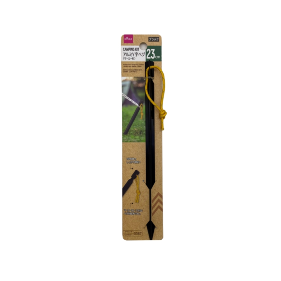 Aluminum Y Shape Peg with Marker Black 230mm