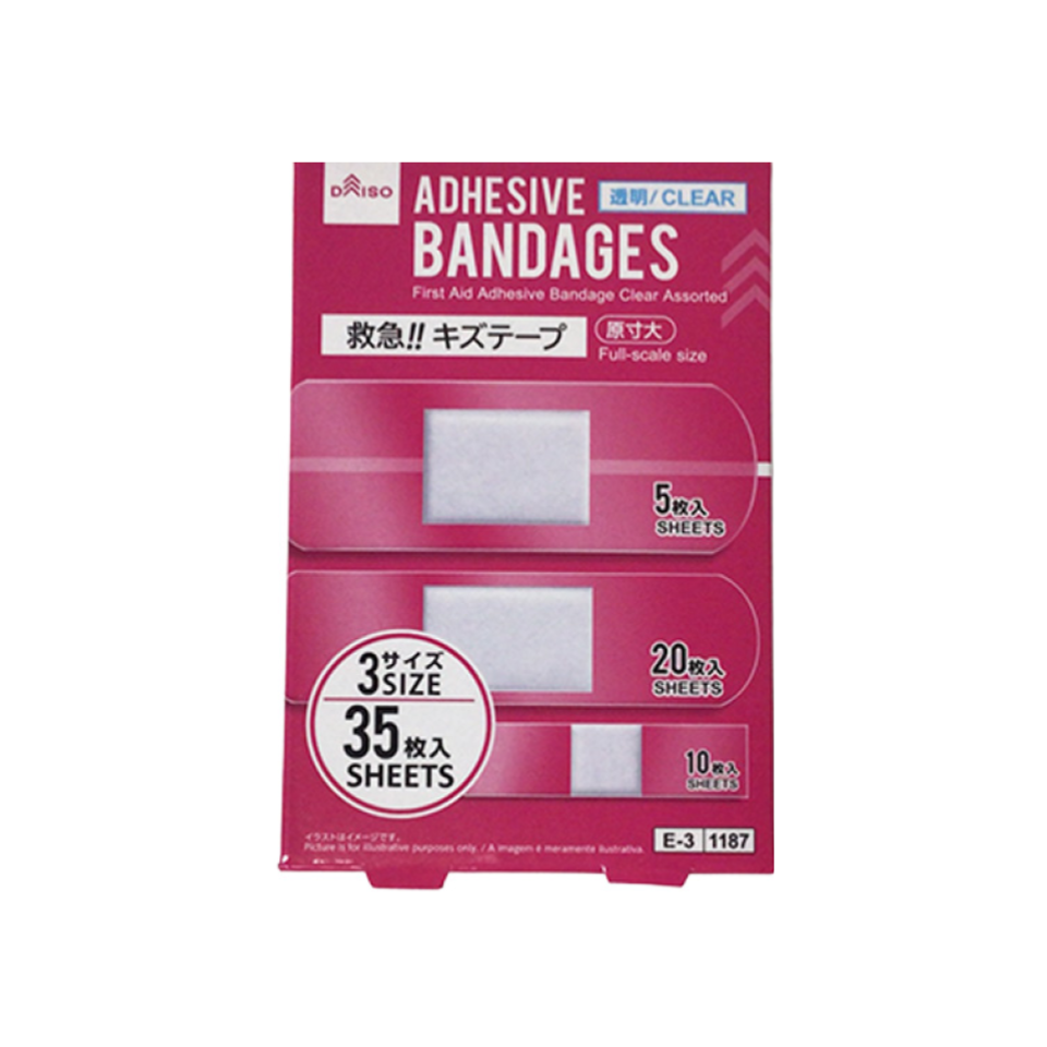 First Aid Adhesive Bandage Clear Assorted