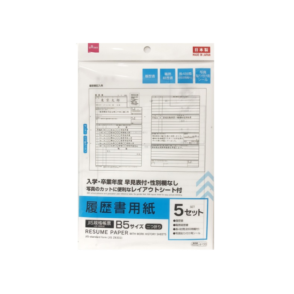 Resume Paper with Work History Sheet Set of 5