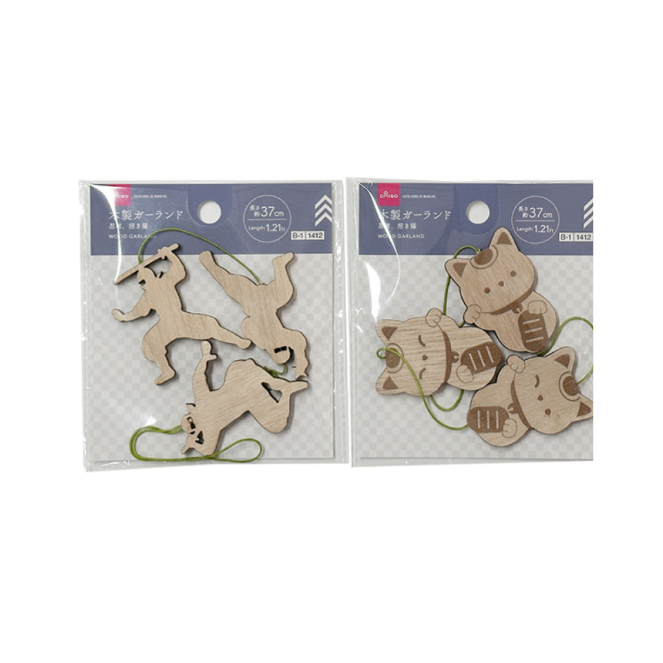Wood Garland Ninja/Beckoning Cat
