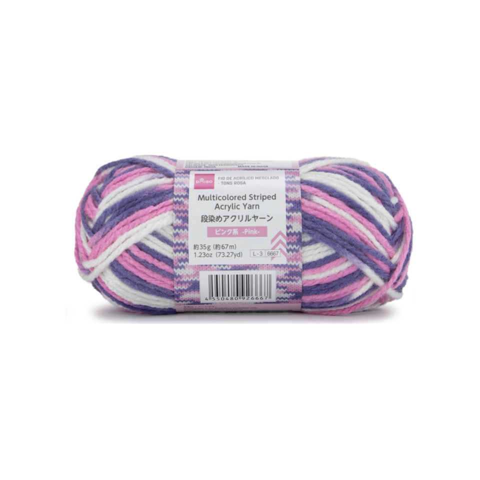 Multicolored Striped Acrylic Yarn Pink