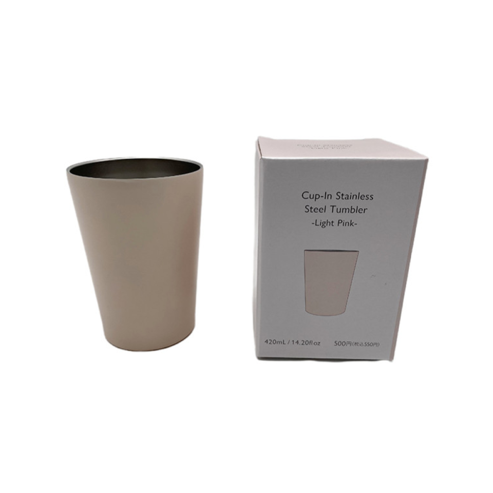 Cup in Stainless Steel Tumbler Light Pink 420ml