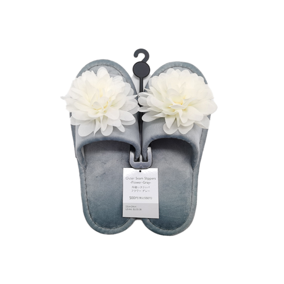 Outer Seam SLlippers Flower Gray EU 35-38