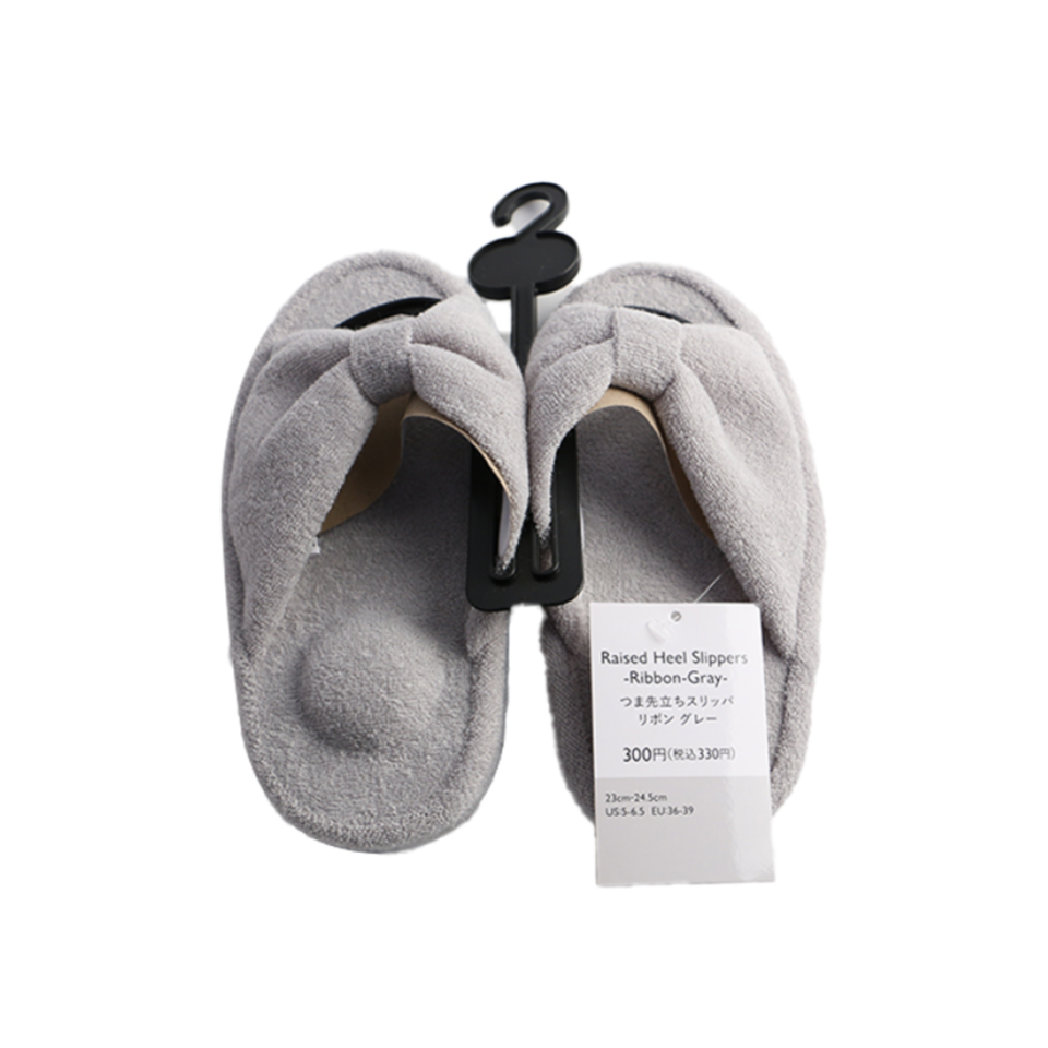 Raised Heel Slippers Ribbon Grey