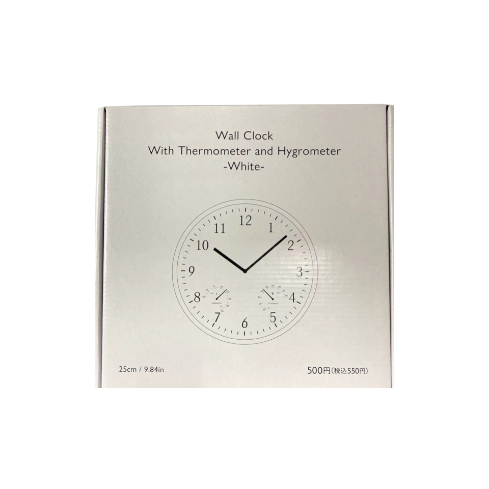 Wall Clock with Thermometer and Hygrometer 25cm White