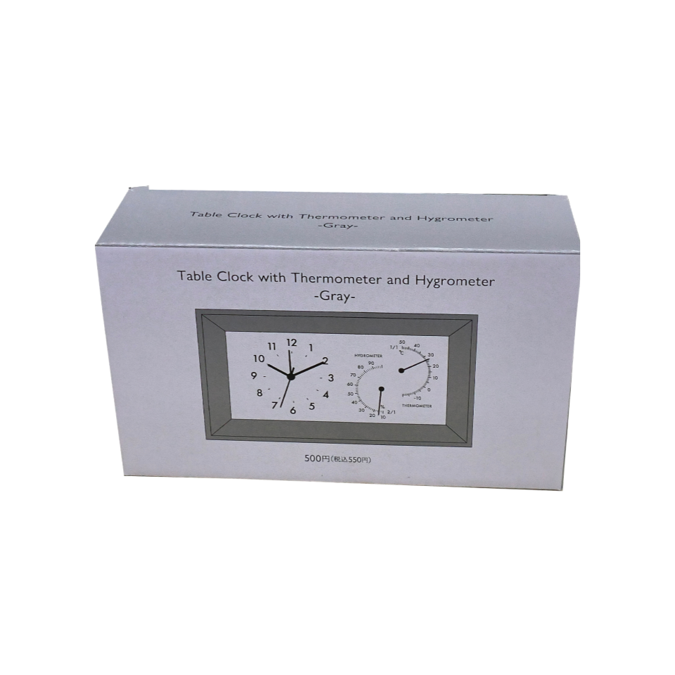 Table Clock with Thermometer and Hygrometer Gray