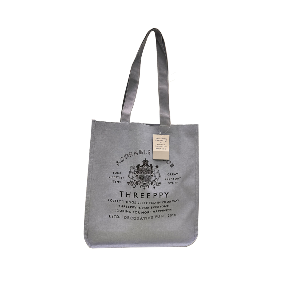 Vertical Tote Bag Threeppy Logo Blue