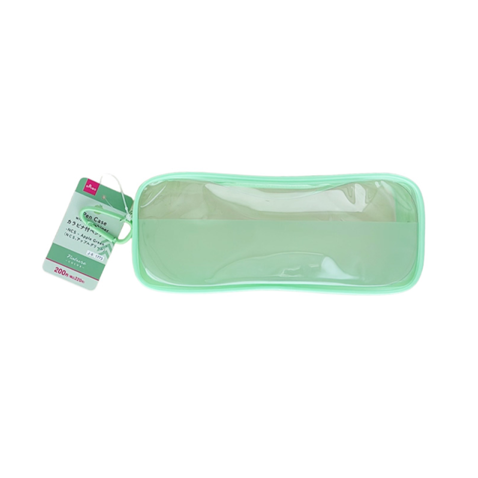 Pen Case with Carabiner and Gusset Apple Green