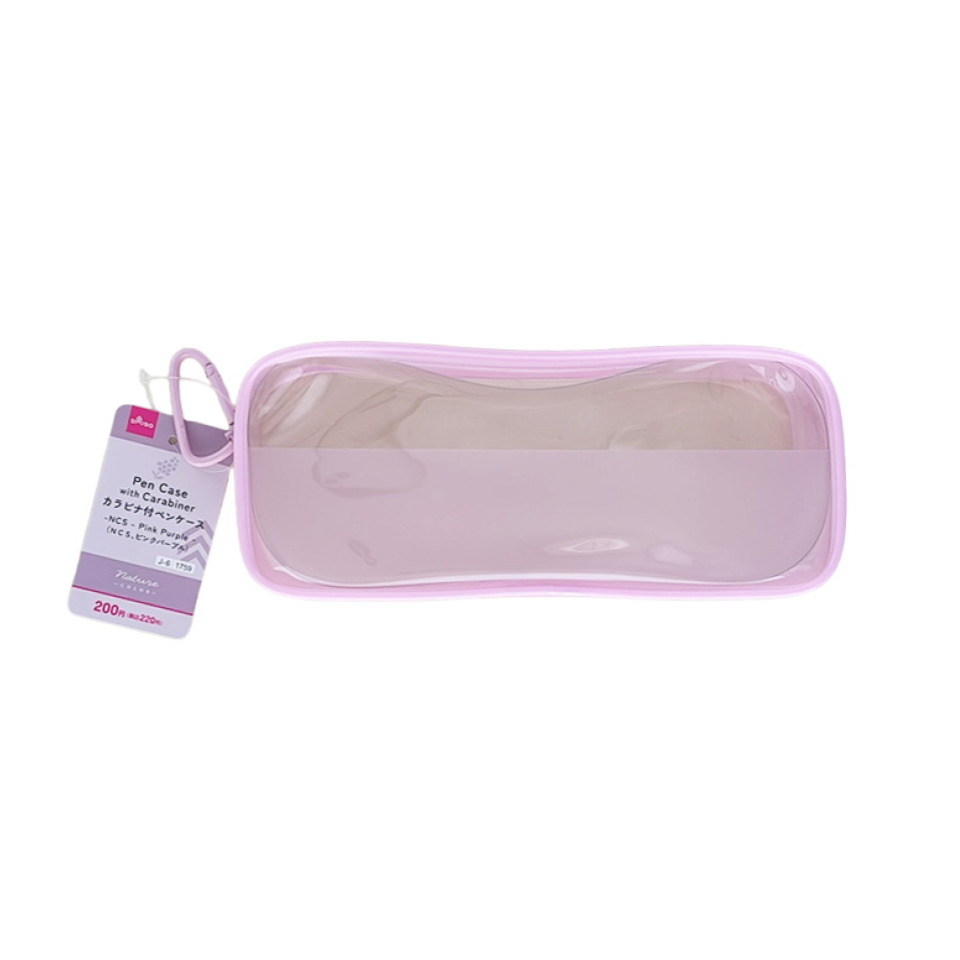 Pen Case with Carabiner and Gusset Pink Purple