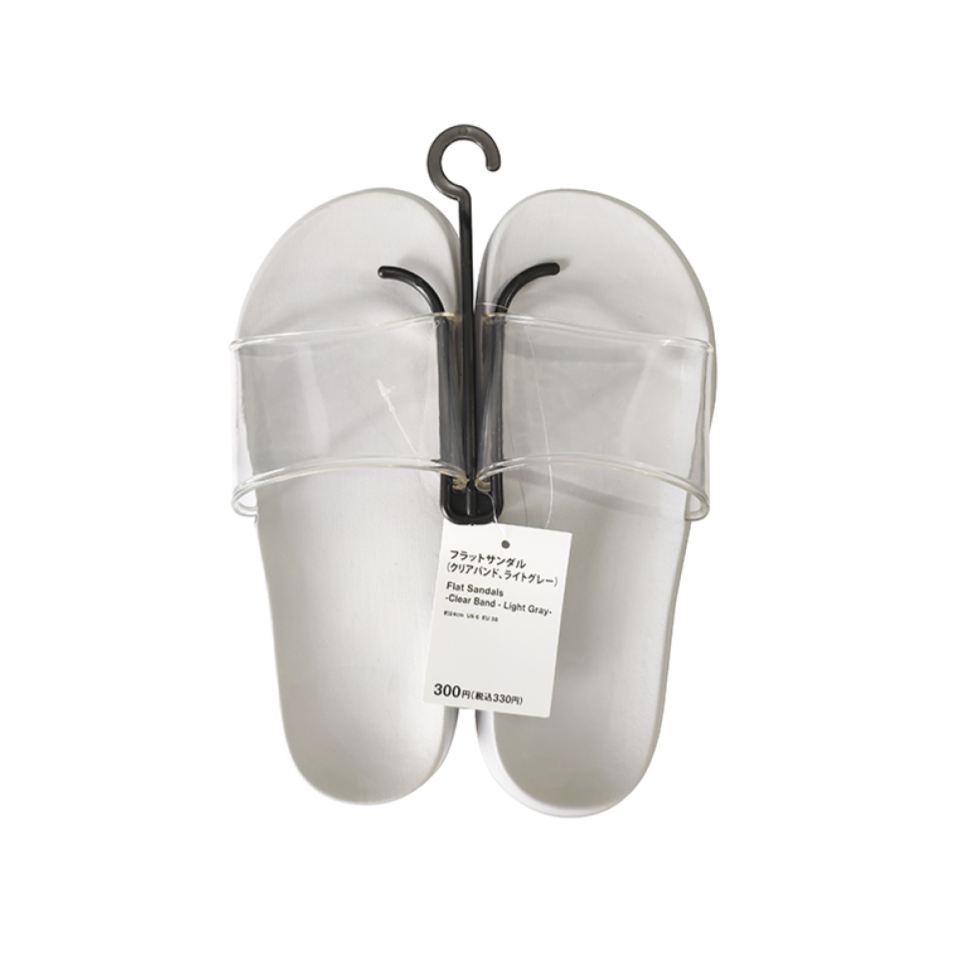 Flat Sandals Clear Band Light Gray EU 38