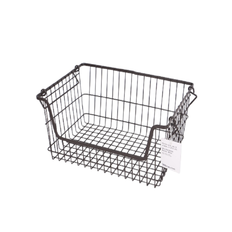 Wire Stackable Basket Black 37cm  x 26cm x 18cm