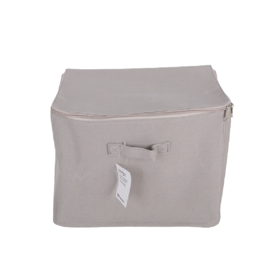 Fabric Storage Box Gray with Lid 38cm x 26cm x 26cm