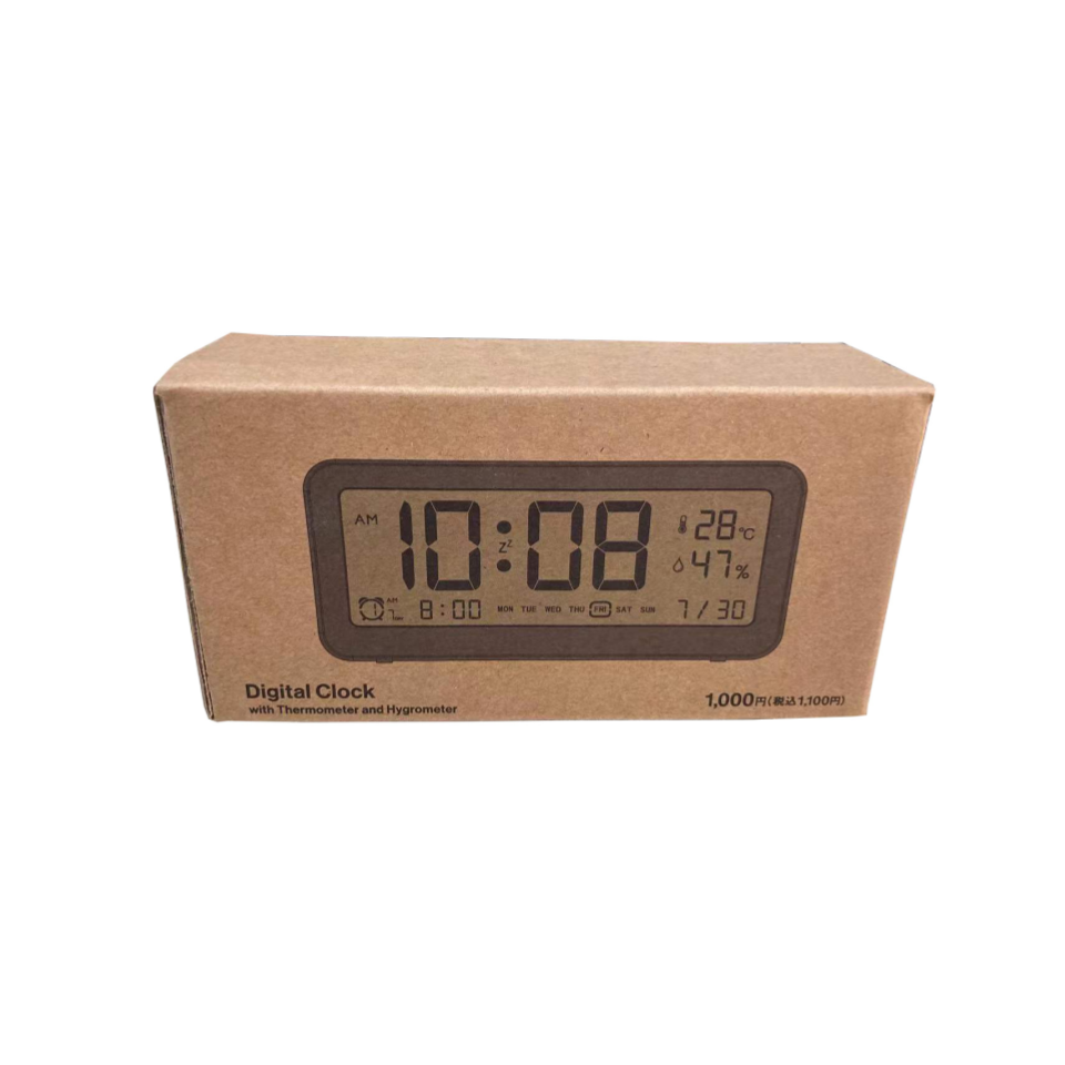 Digital Clock with Thermometer and Hygrometer Black 14.8cm x 4cm x 7cm