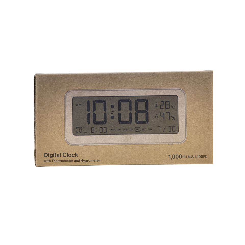 Digital Clock with Thermometer and Hygrometer White 14.8cm x 4cm x 7cm