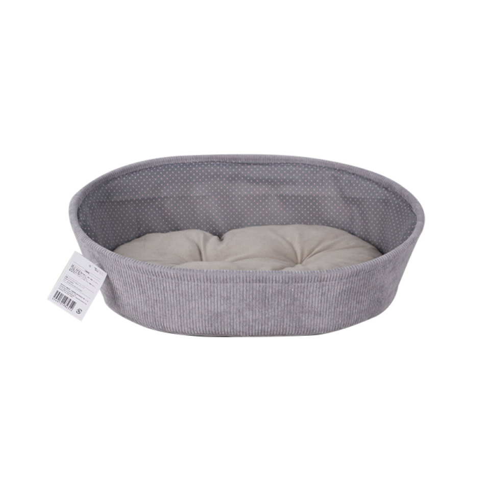 Fabric Pet Bed Oval Gray