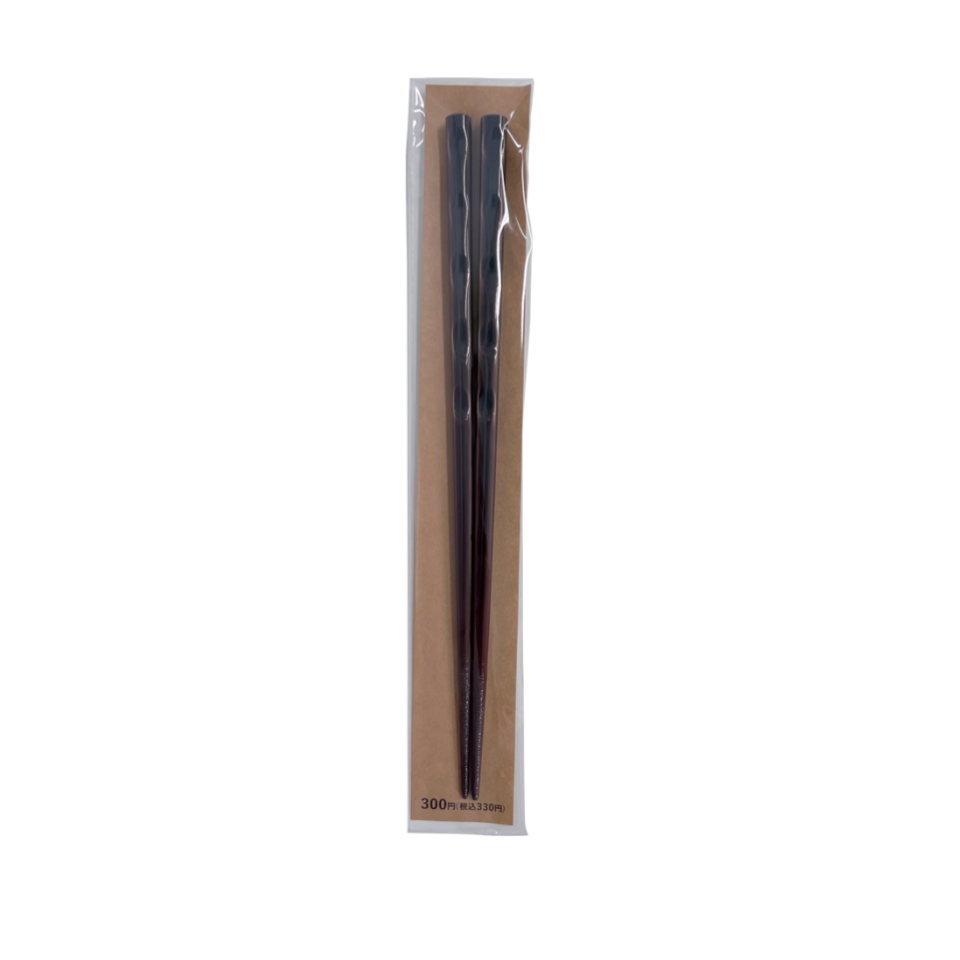 Wakasa Lacquered Chopsticks Double Sided Carving Zhu 22.5cm