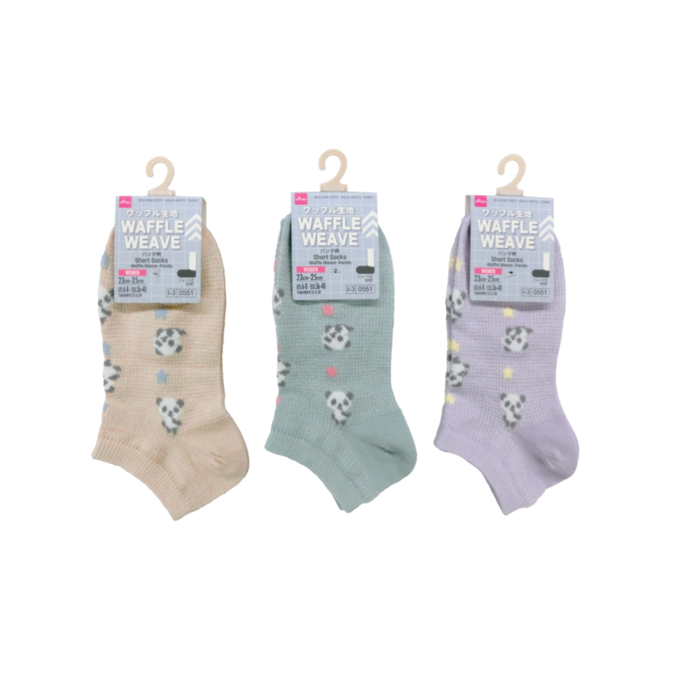 Short Socks Waffle Weave Panda