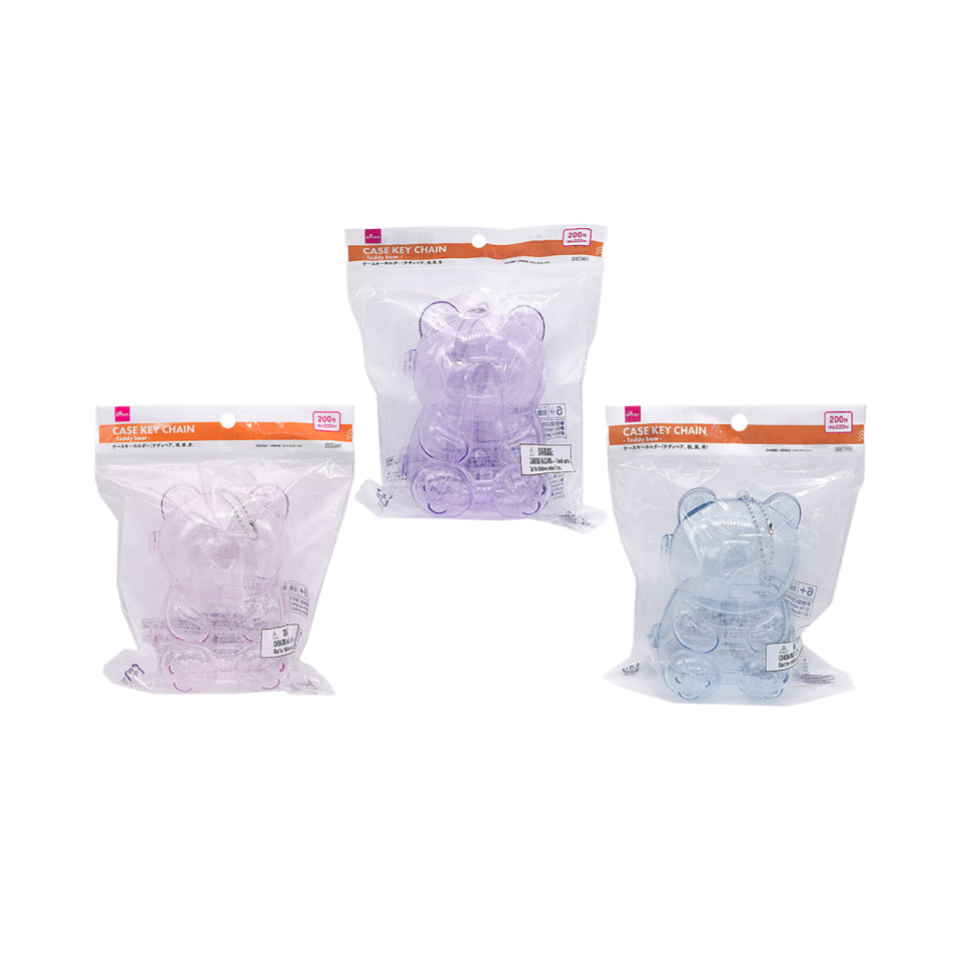 Case Keychain Teddy Bear Pink/Purple/Blue