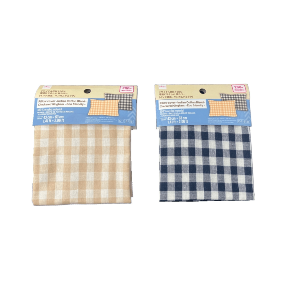 Pillow Cover Indian Cotton Blend Checkered Gingham 43cm x 63cm