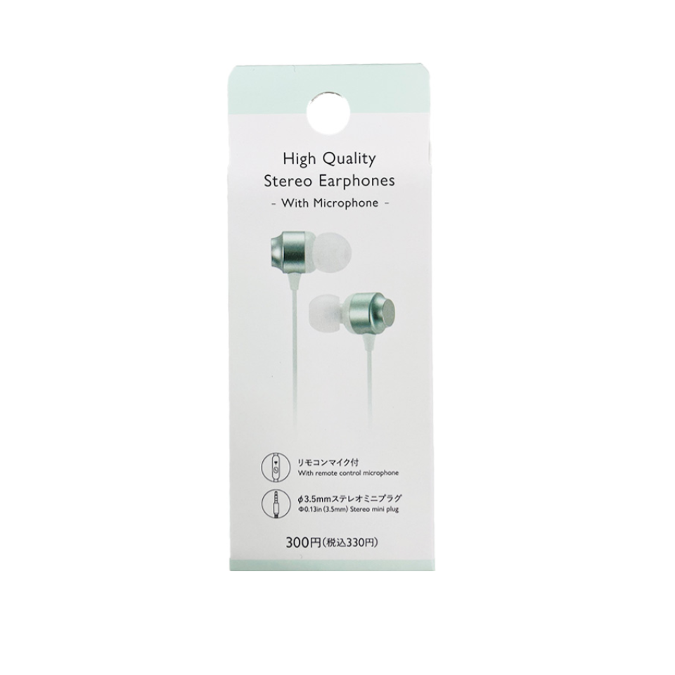 High Quality Stereo Earphones Light Mint with Microphone 006
