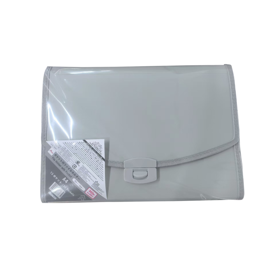 A4 File Holder with Pocket -3 Pockets Gray