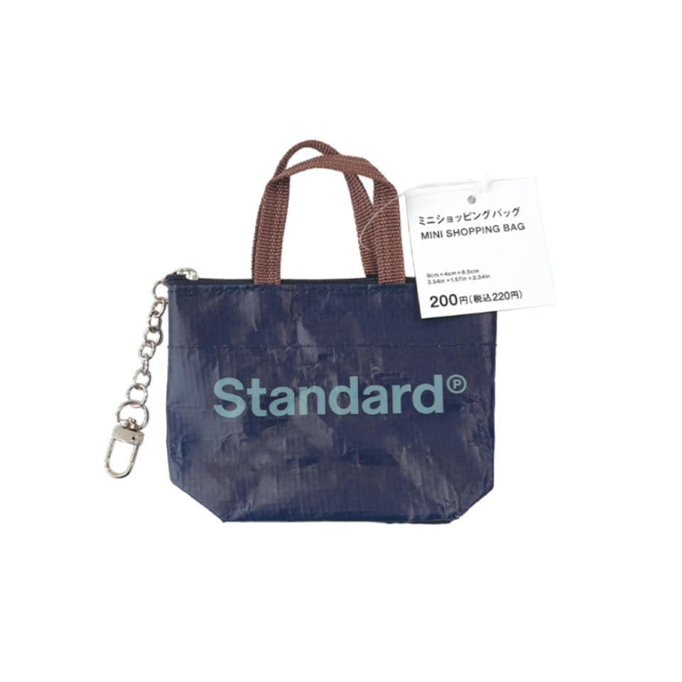 Mini Shopping Bag Navy Logo Print 8.5cm x 9cm x 4cm