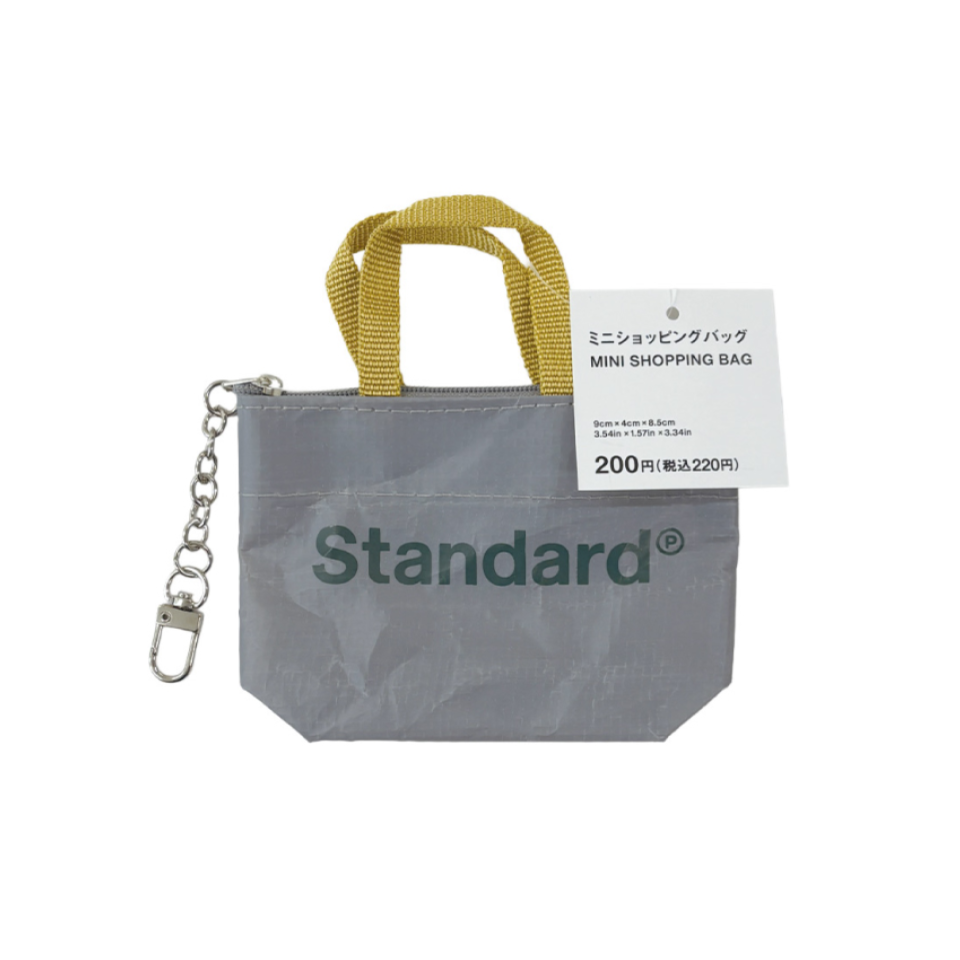 Mini Shopping Bag Gray Logo Print 8.5cm x 9cm x 4cm