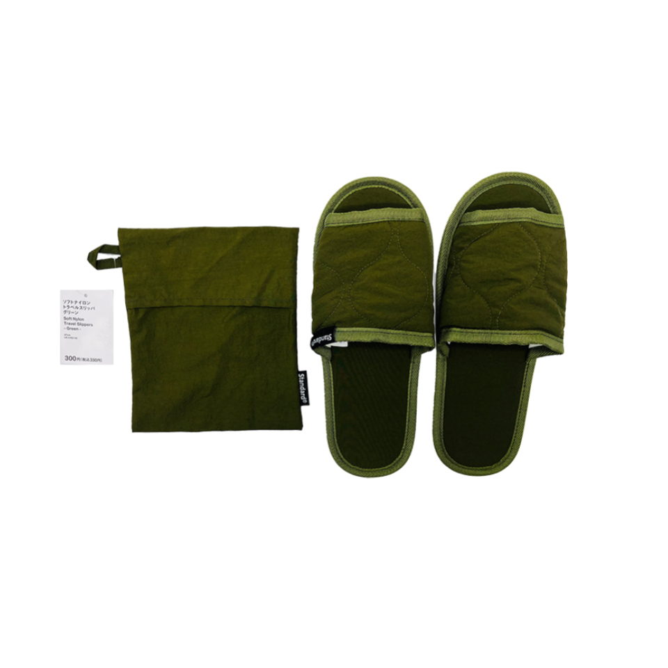 Soft Nylon Travel Slippers Green 27cm