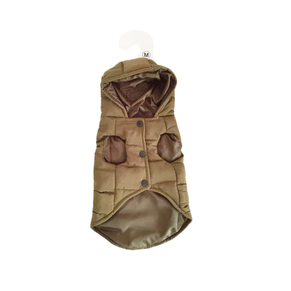 Down Style Jacket with Hood Gray Medium