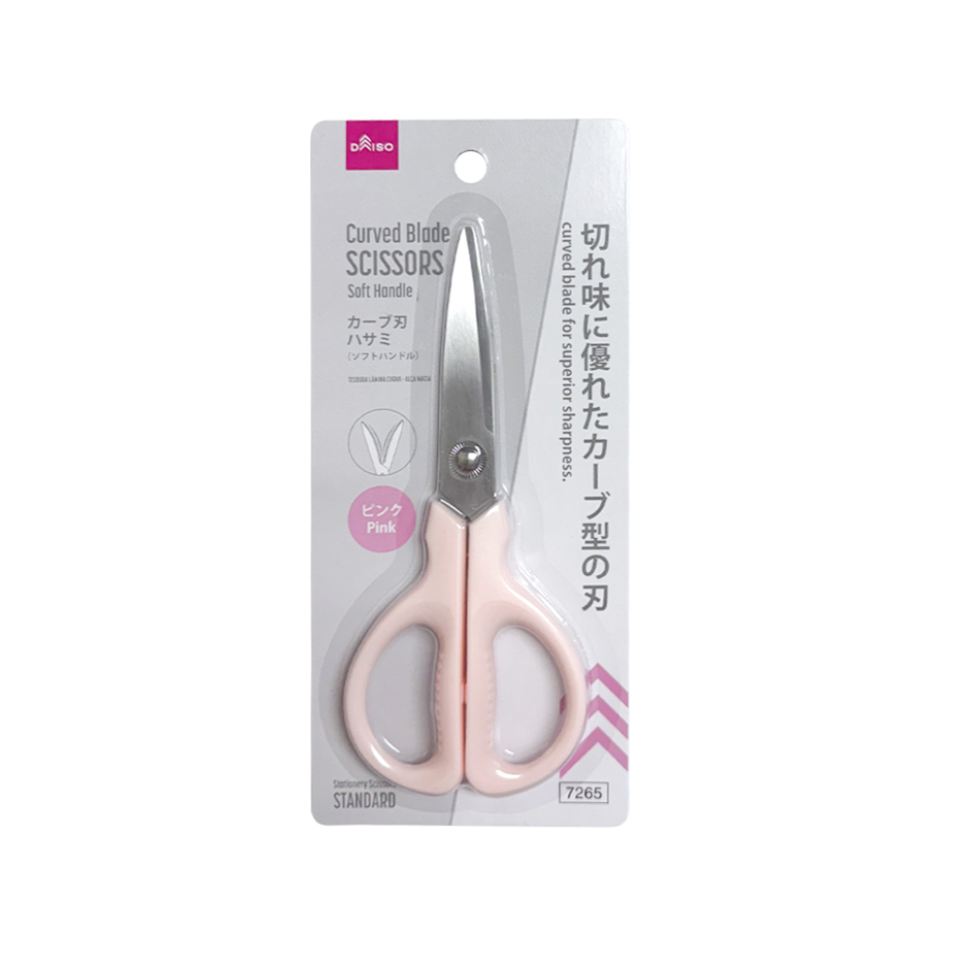 Curved Blade Scissors Soft Handle Pink