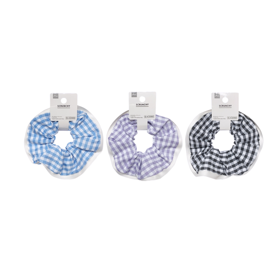 Gingham Check Scrunchy Piping