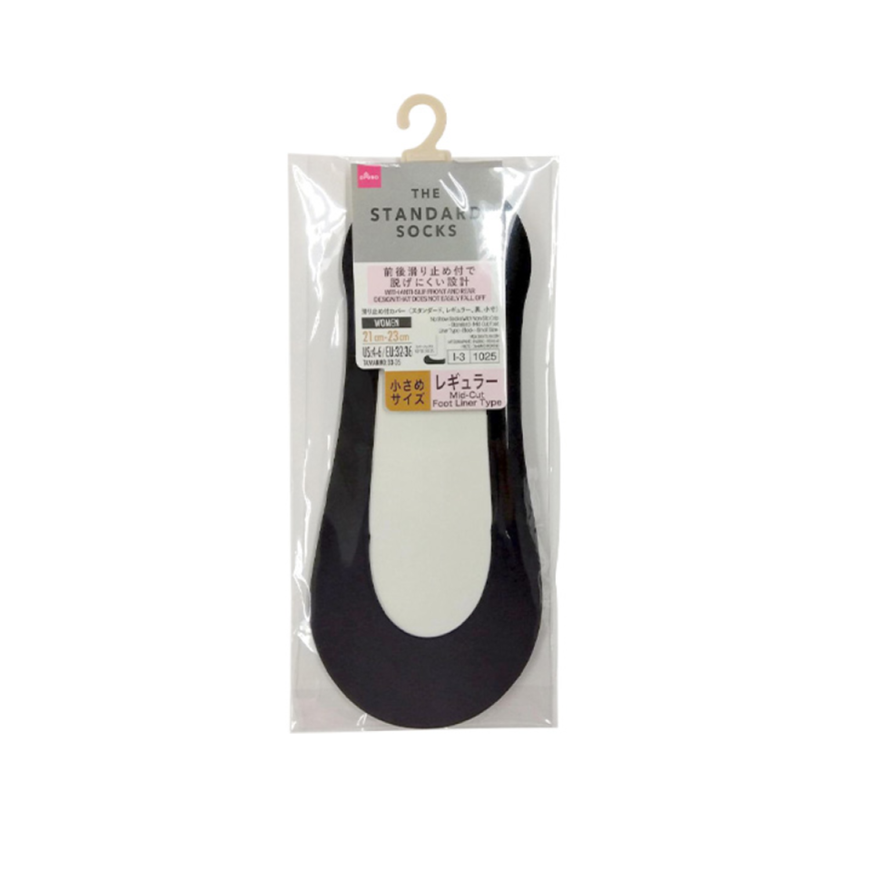 Non Slip Grip Standard Mid-Cut Foot Liner Type Black Small
