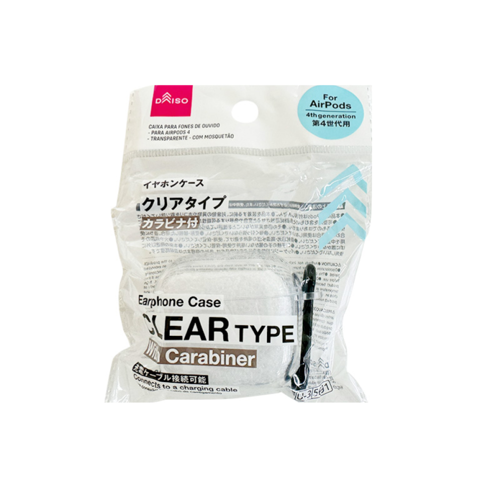 Earphone Case for Airpods 4 with Carabiner Clear Type