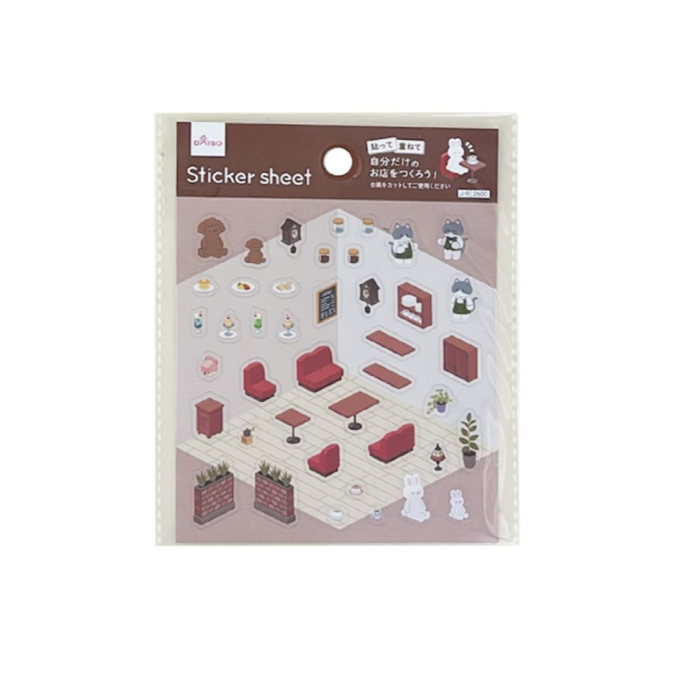 Sticker Sheet Animal World Coffee Shop B
