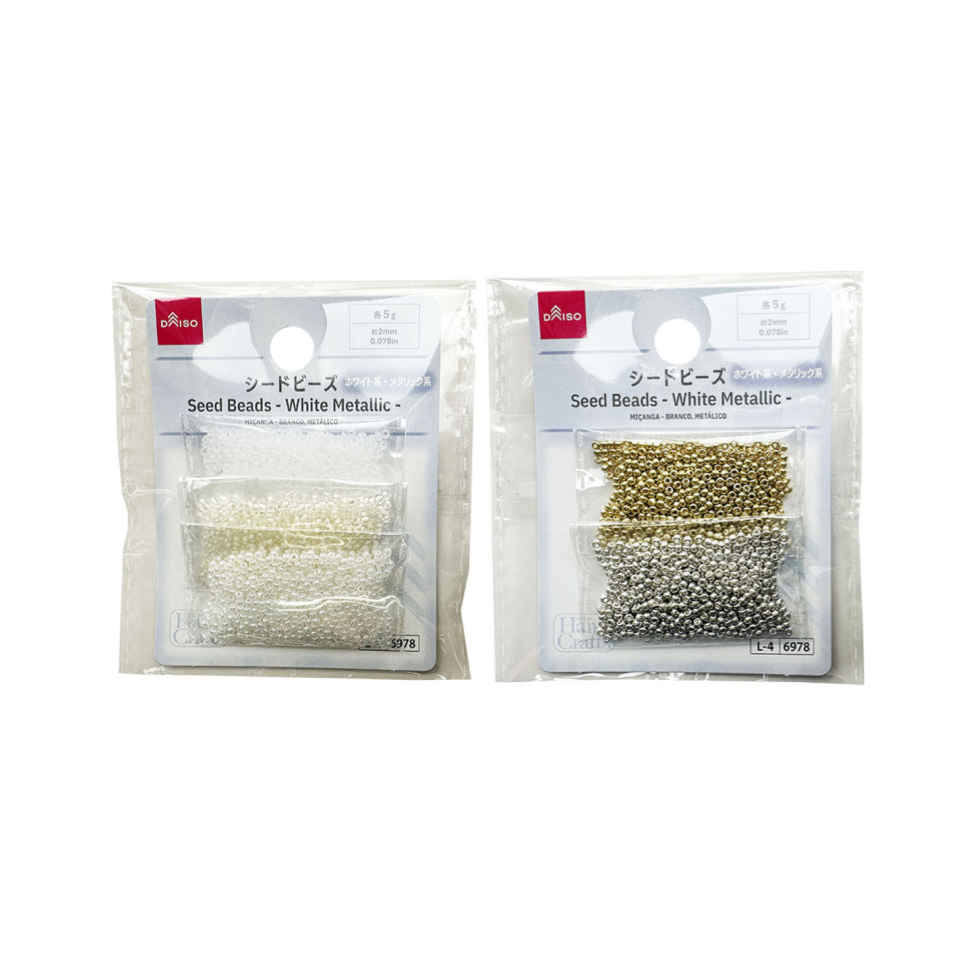 Seed Beads White/Metallic