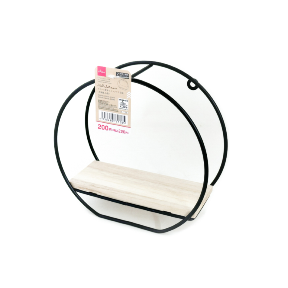 Iron Wall Interior Wood Shelf Round