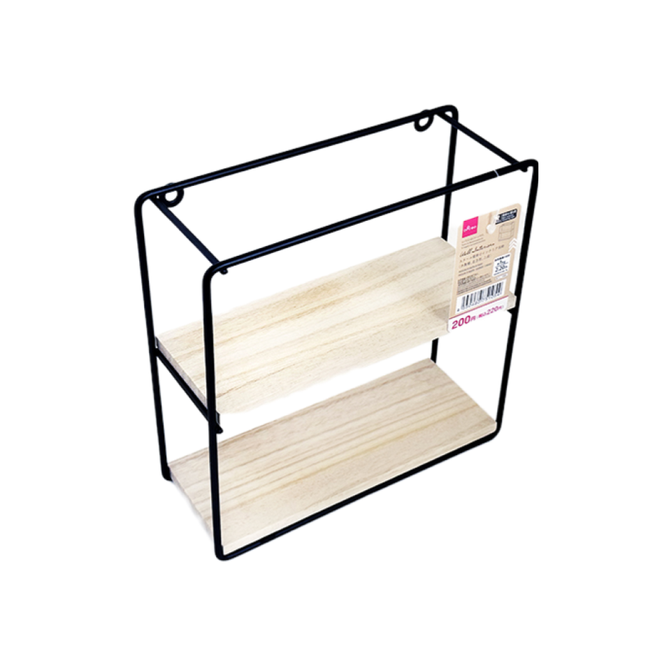 Iron Wall Interior Wood Shelf Square 2 Tiered